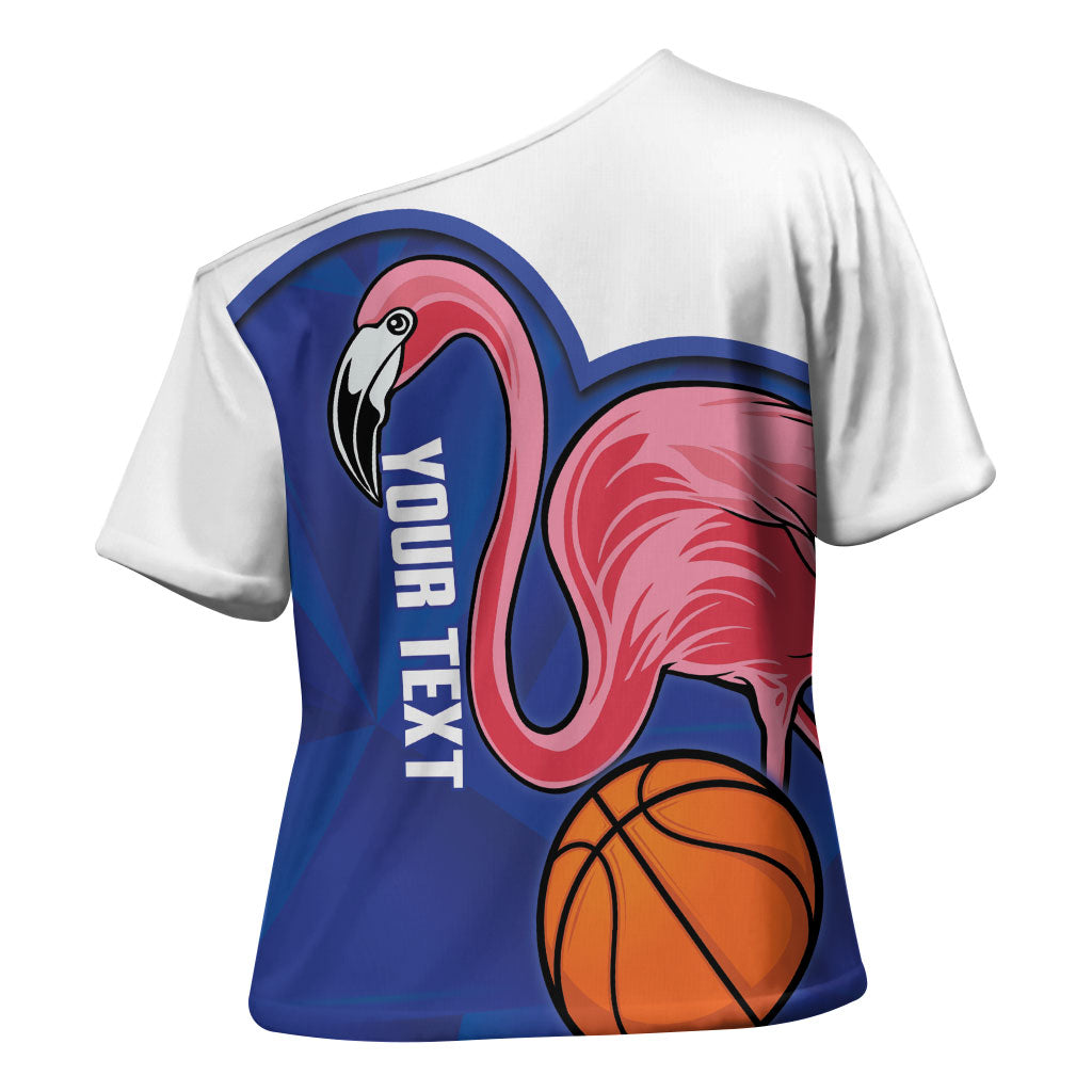 Turks and Caicos Islands Basketball Personalized Cross Shoulder Shirt Flamingo Mascot Style