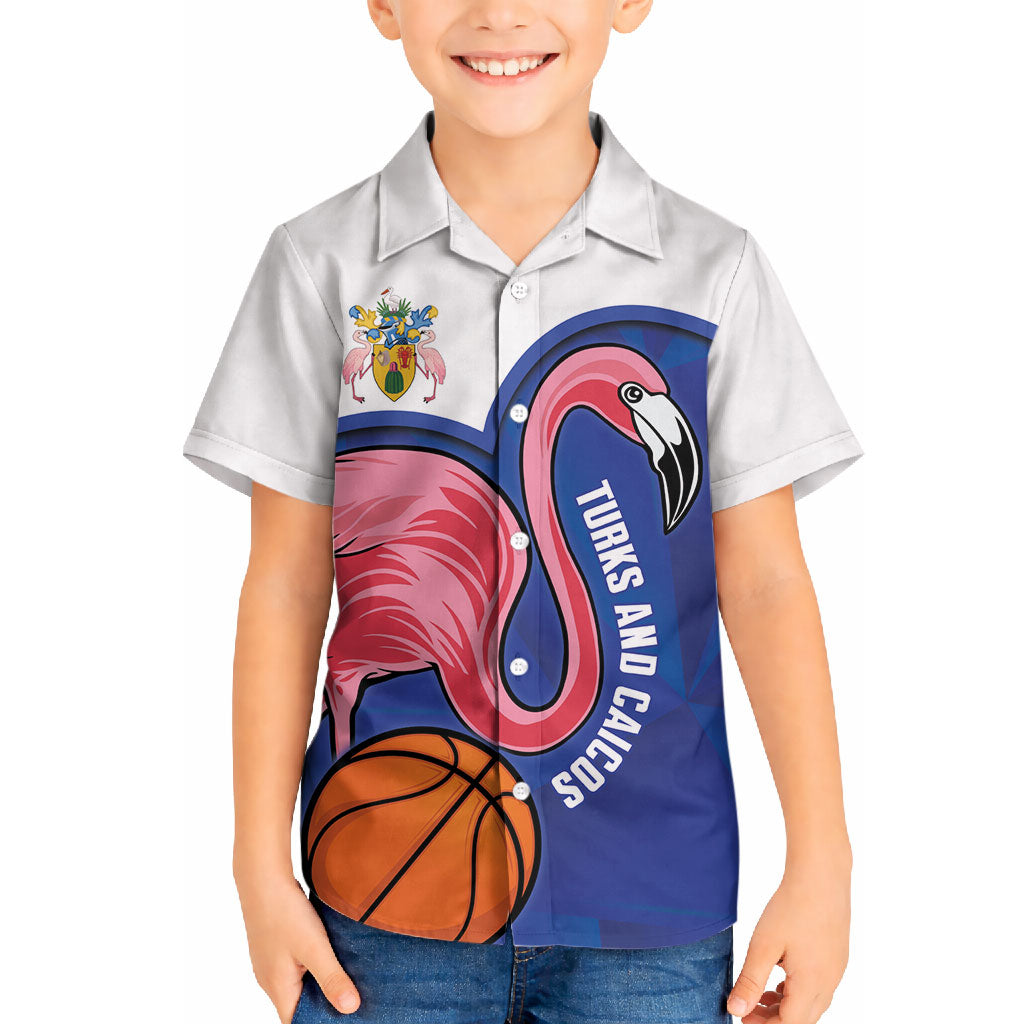 Turks and Caicos Islands Basketball Personalized Hawaiian Shirt Flamingo Mascot Style