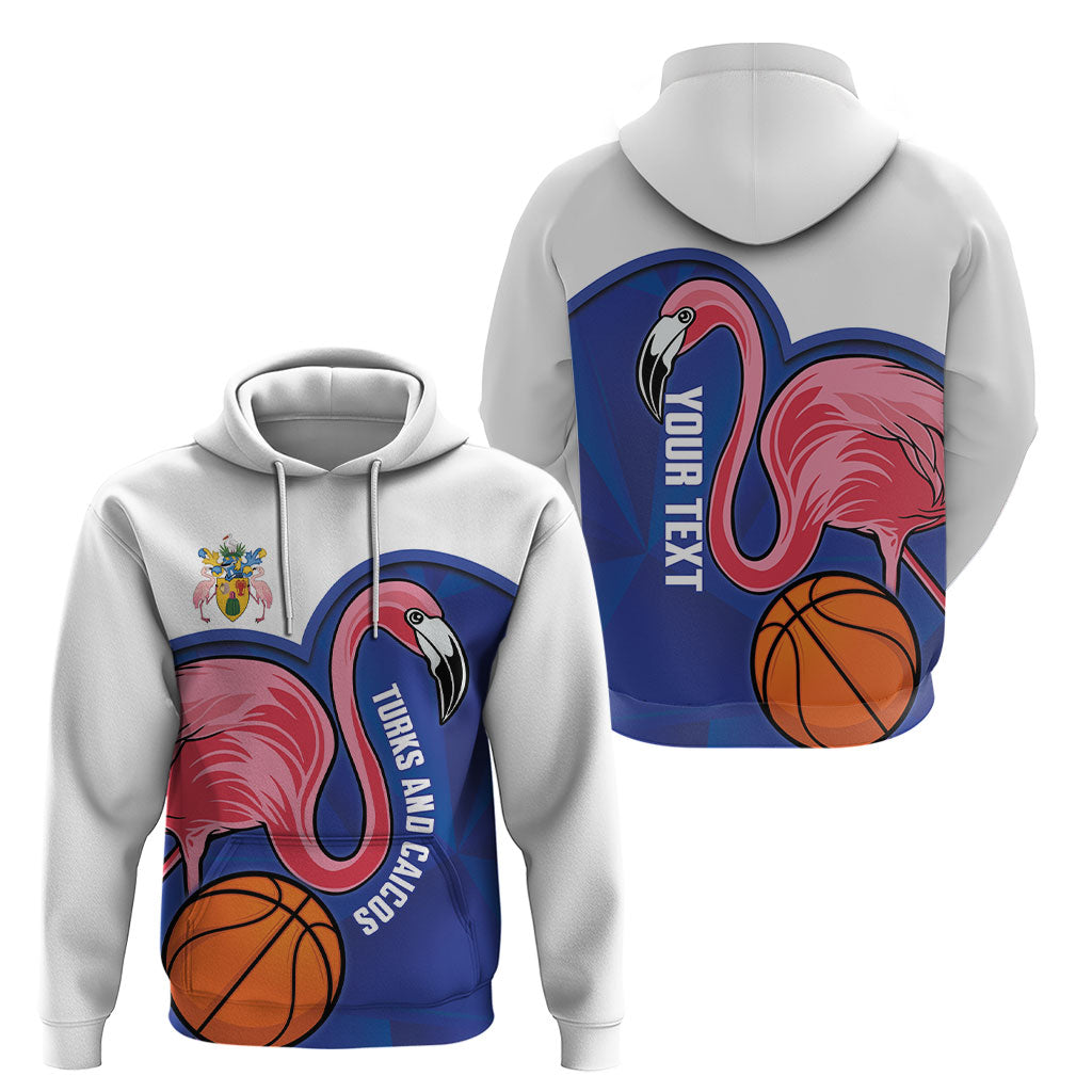 Turks and Caicos Islands Basketball Personalized Hoodie Flamingo Mascot Style