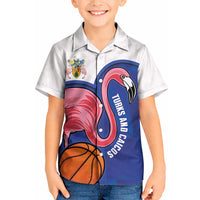 Turks and Caicos Islands Basketball Personalized Kid Hawaiian Shirt Flamingo Mascot Style