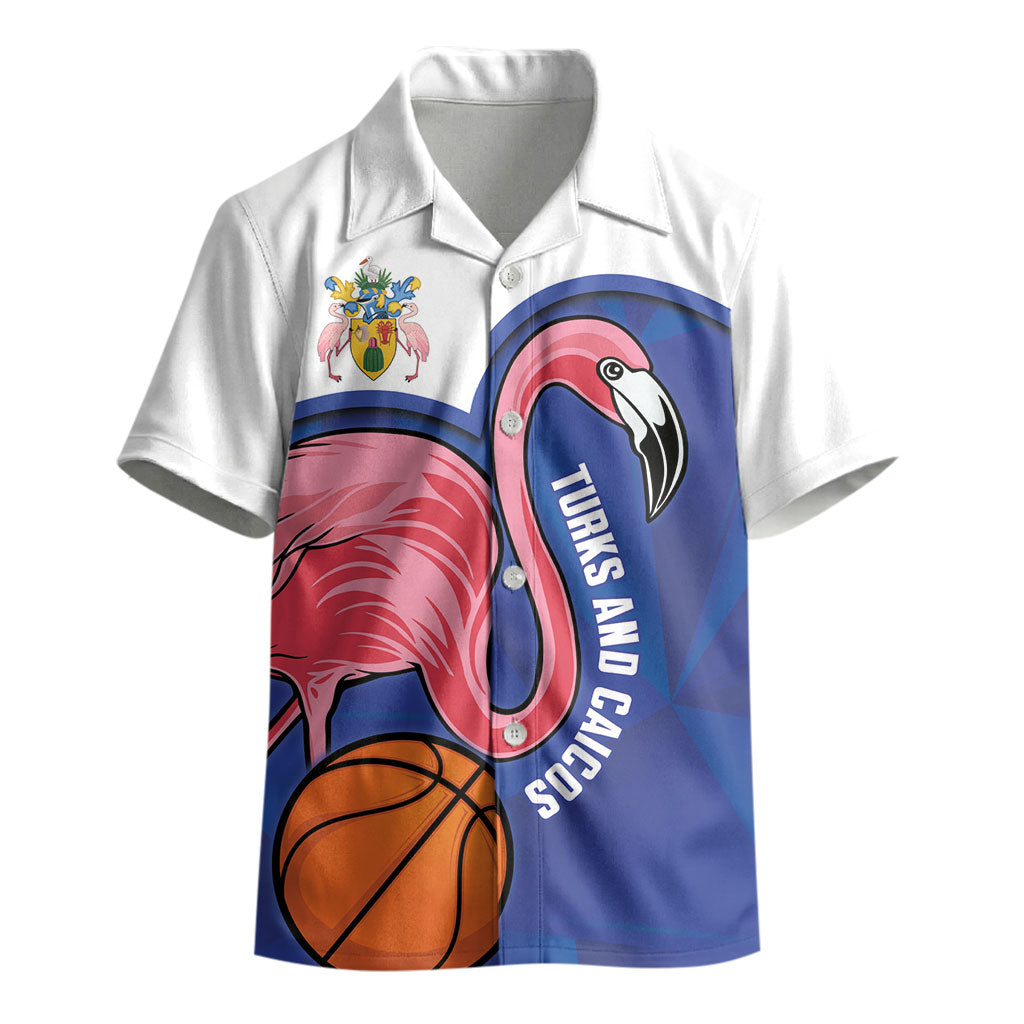 Turks and Caicos Islands Basketball Personalized Kid Hawaiian Shirt Flamingo Mascot Style