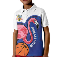 Turks and Caicos Islands Basketball Personalized Kid Polo Shirt Flamingo Mascot Style