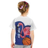 Turks and Caicos Islands Basketball Personalized Kid T Shirt Flamingo Mascot Style