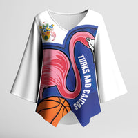 Turks and Caicos Islands Basketball Personalized Kimono Sleeve Blouse Flamingo Mascot Style