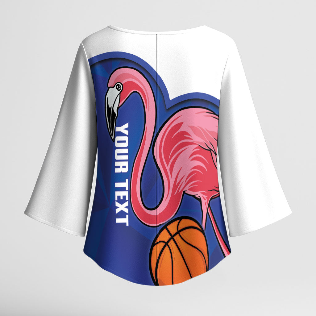 Turks and Caicos Islands Basketball Personalized Kimono Sleeve Blouse Flamingo Mascot Style