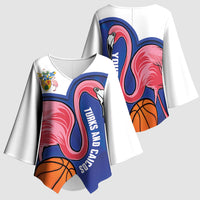 Turks and Caicos Islands Basketball Personalized Kimono Sleeve Blouse Flamingo Mascot Style