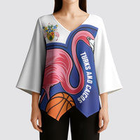 Turks and Caicos Islands Basketball Personalized Kimono Sleeve Blouse Flamingo Mascot Style