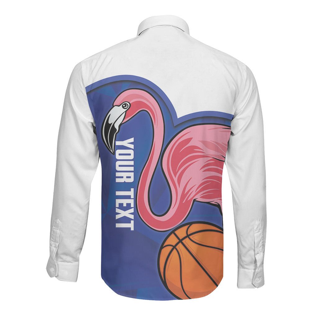 Turks and Caicos Islands Basketball Personalized Long Sleeve Button Shirt Flamingo Mascot Style