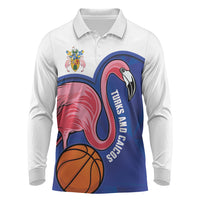 Turks and Caicos Islands Basketball Personalized Long Sleeve Polo Shirt Flamingo Mascot Style