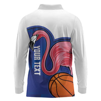 Turks and Caicos Islands Basketball Personalized Long Sleeve Polo Shirt Flamingo Mascot Style