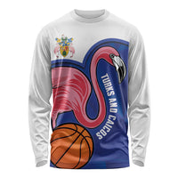 Turks and Caicos Islands Basketball Personalized Long Sleeve Shirt Flamingo Mascot Style