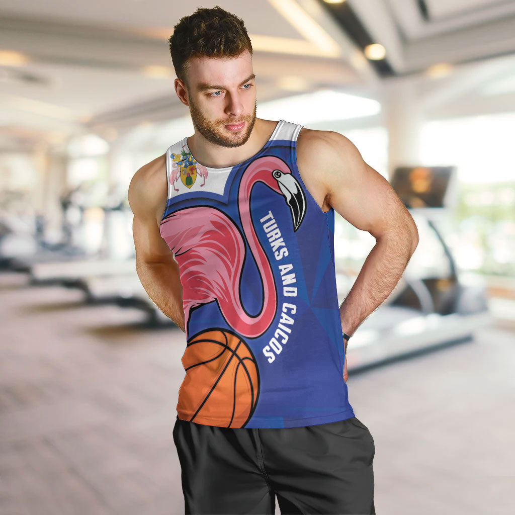 Turks and Caicos Islands Basketball Personalized Men Tank Top Flamingo Mascot Style