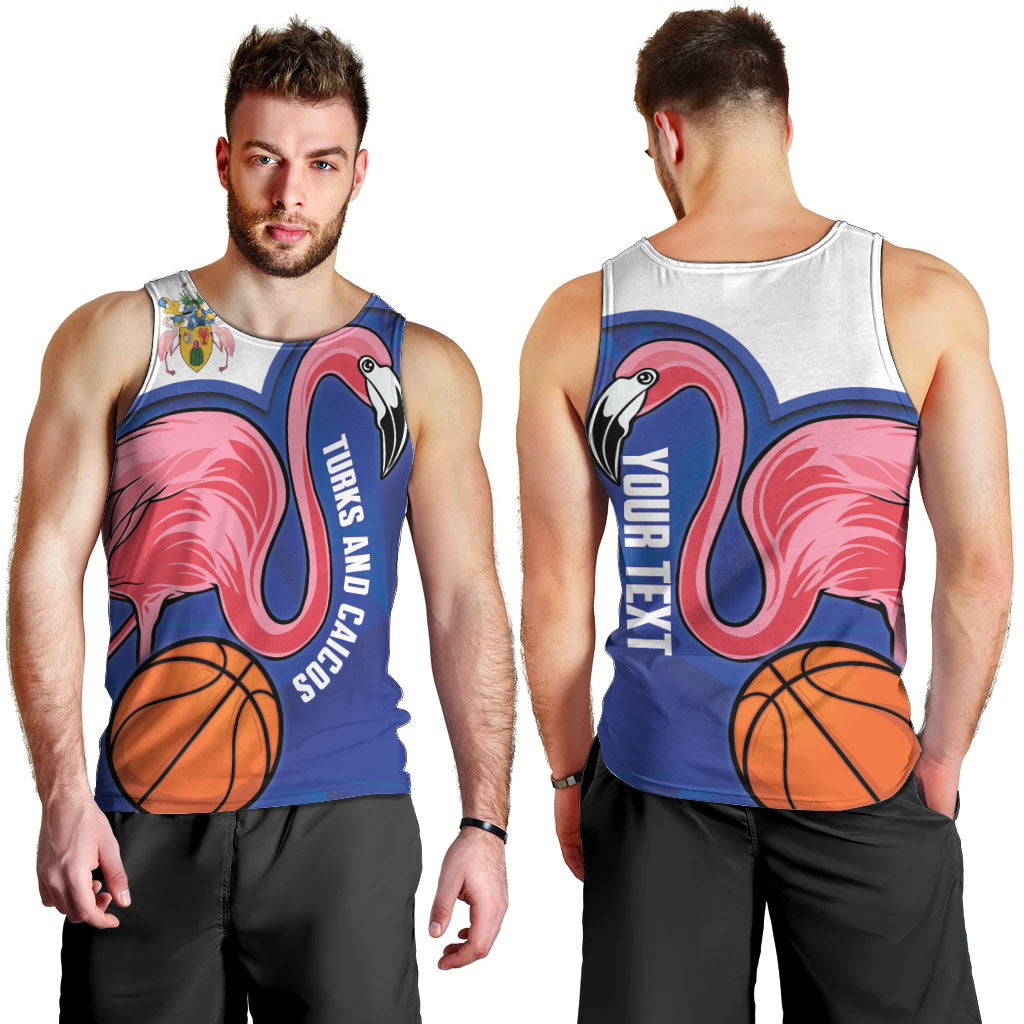 Turks and Caicos Islands Basketball Personalized Men Tank Top Flamingo Mascot Style