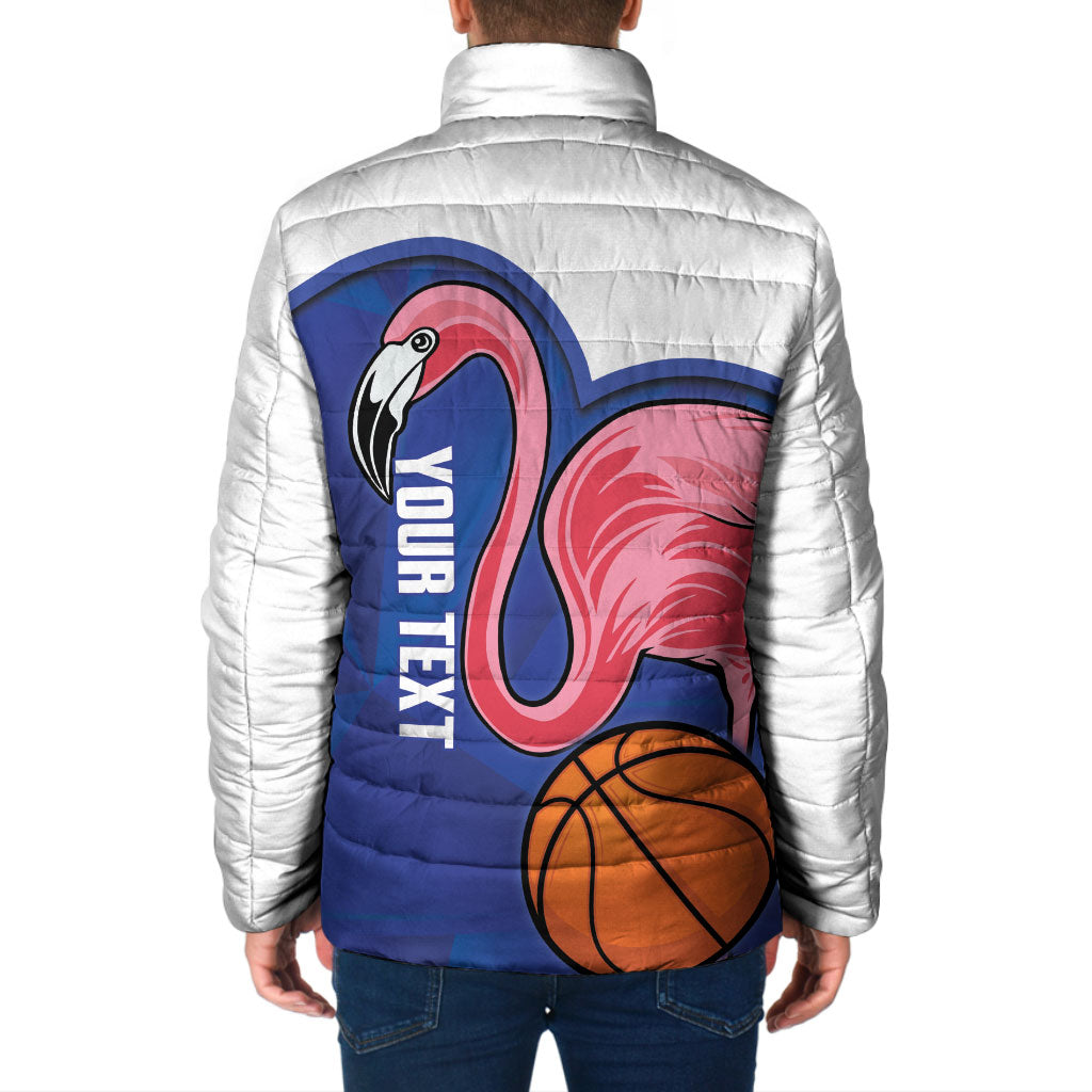 Turks and Caicos Islands Basketball Personalized Padded Jacket Flamingo Mascot Style