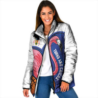 Turks and Caicos Islands Basketball Personalized Padded Jacket Flamingo Mascot Style