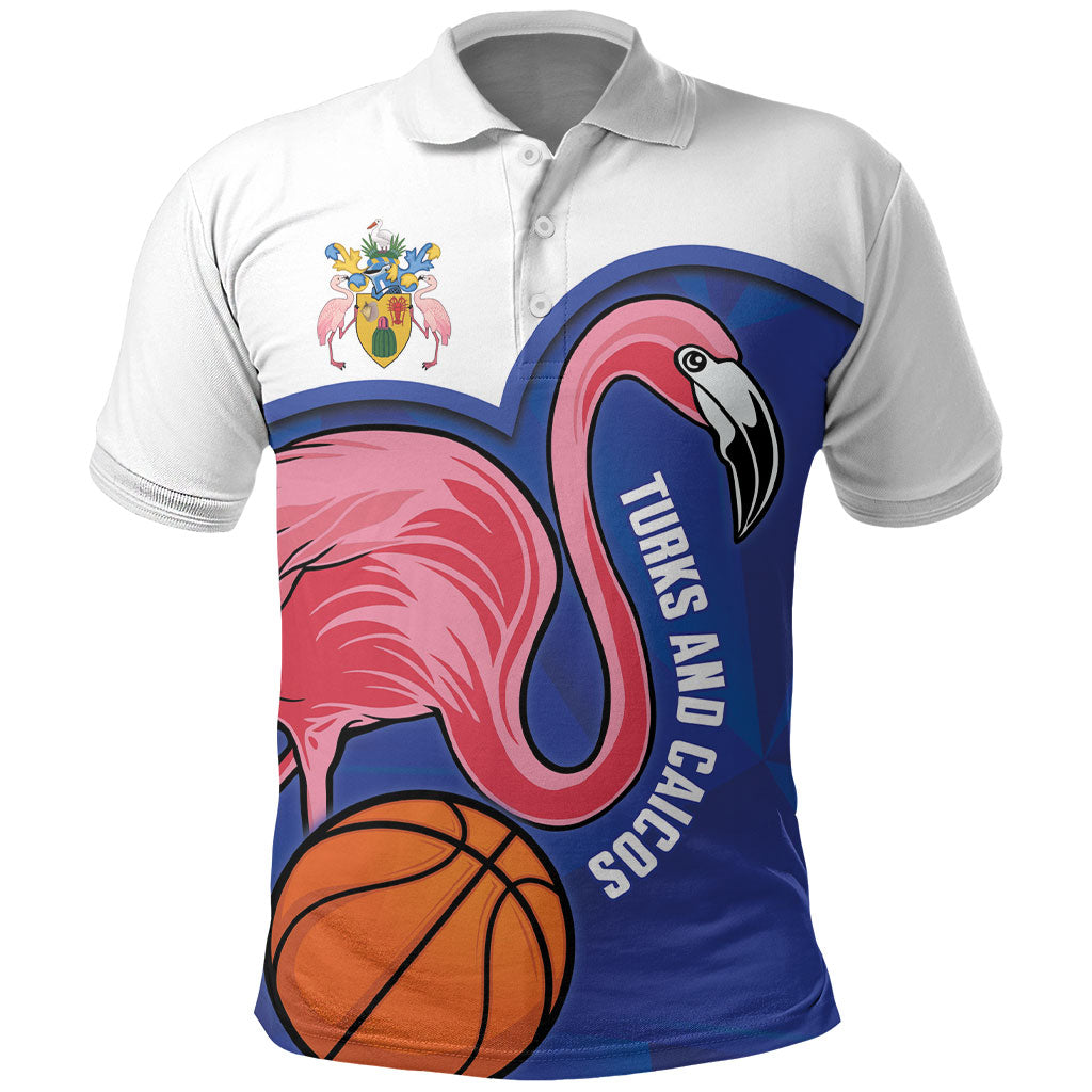 Turks and Caicos Islands Basketball Personalized Polo Shirt Flamingo Mascot Style
