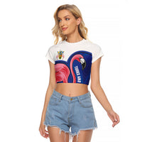 Turks and Caicos Islands Basketball Personalized Raglan Cropped T Shirt Flamingo Mascot Style