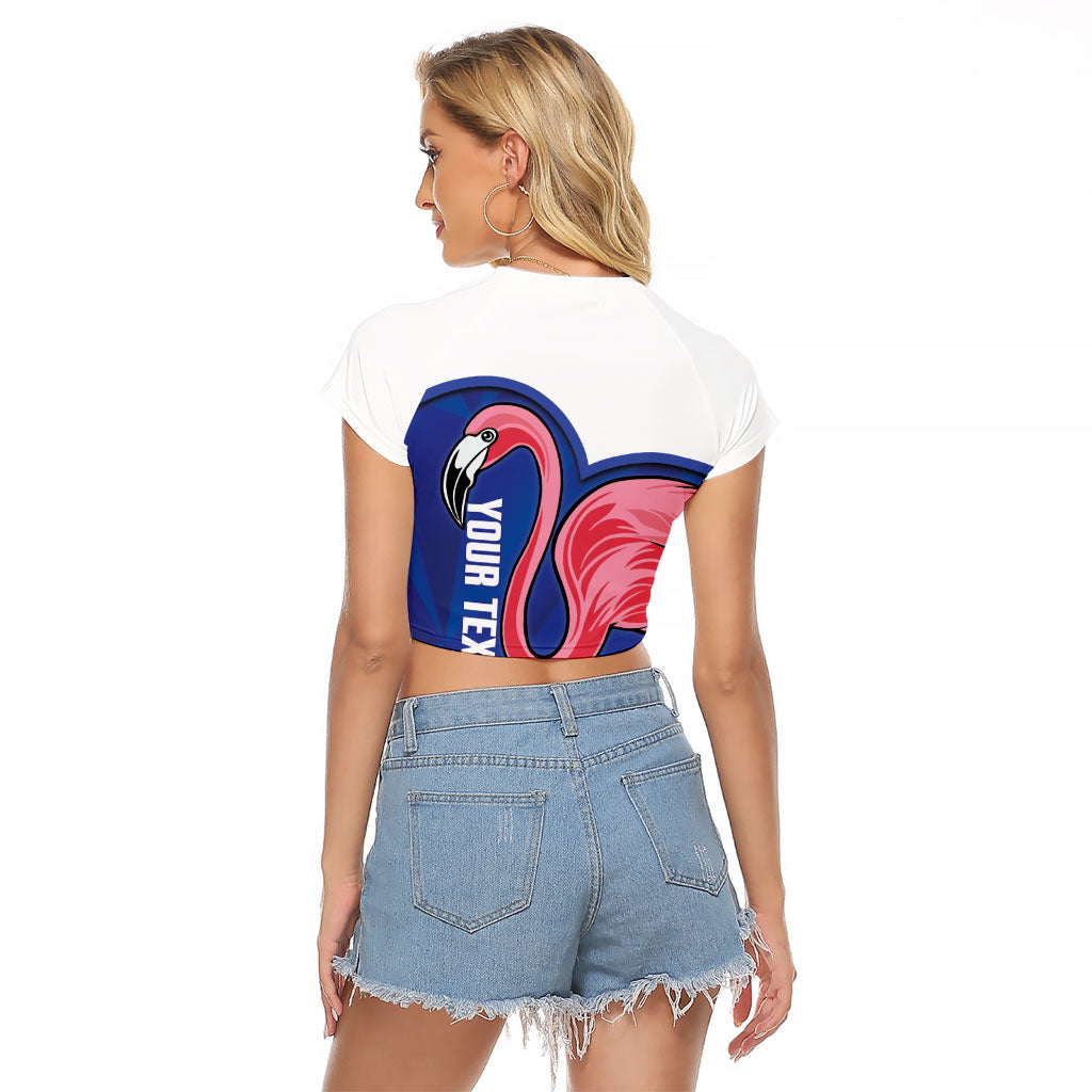 Turks and Caicos Islands Basketball Personalized Raglan Cropped T Shirt Flamingo Mascot Style