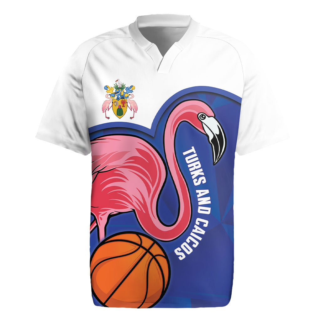 Turks and Caicos Islands Basketball Personalized Rugby Jersey Flamingo Mascot Style