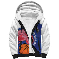 Turks and Caicos Islands Basketball Personalized Sherpa Hoodie Flamingo Mascot Style
