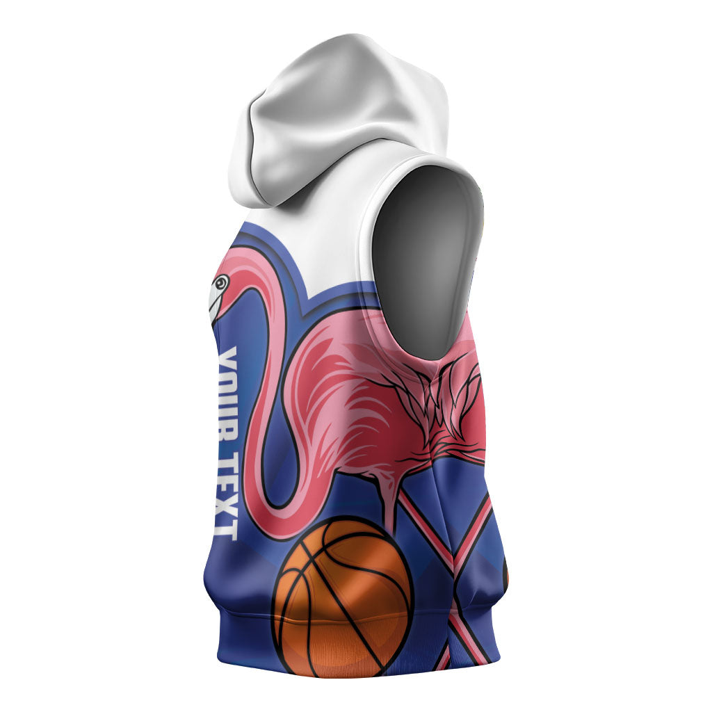 Turks and Caicos Islands Basketball Personalized Sleeveless Hoodie Flamingo Mascot Style