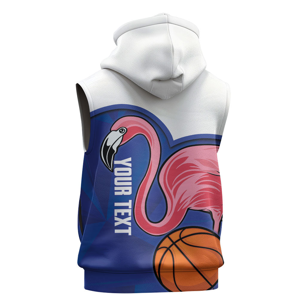 Turks and Caicos Islands Basketball Personalized Sleeveless Zip Hoodie Flamingo Mascot Style