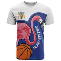Turks and Caicos Islands Basketball Personalized T Shirt Flamingo Mascot Style