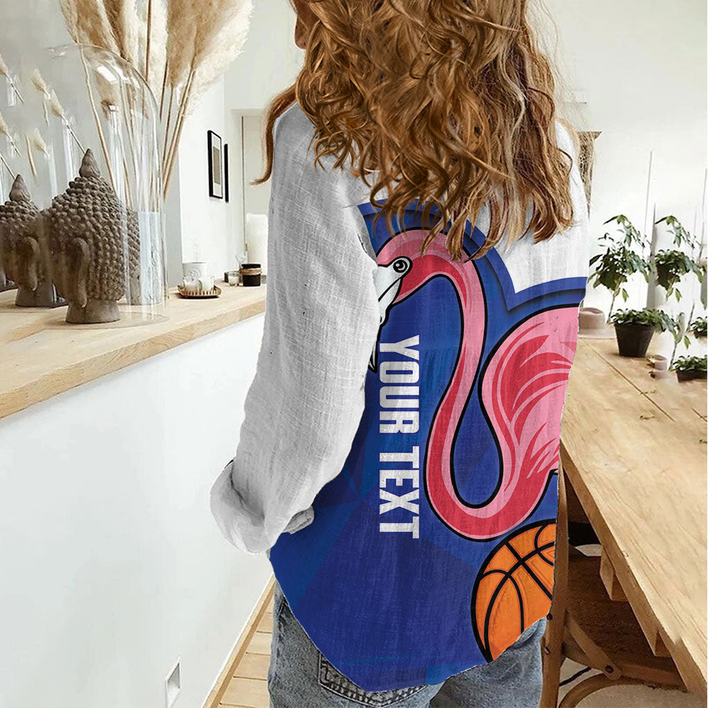 Turks and Caicos Islands Basketball Personalized Women Casual Shirt Flamingo Mascot Style