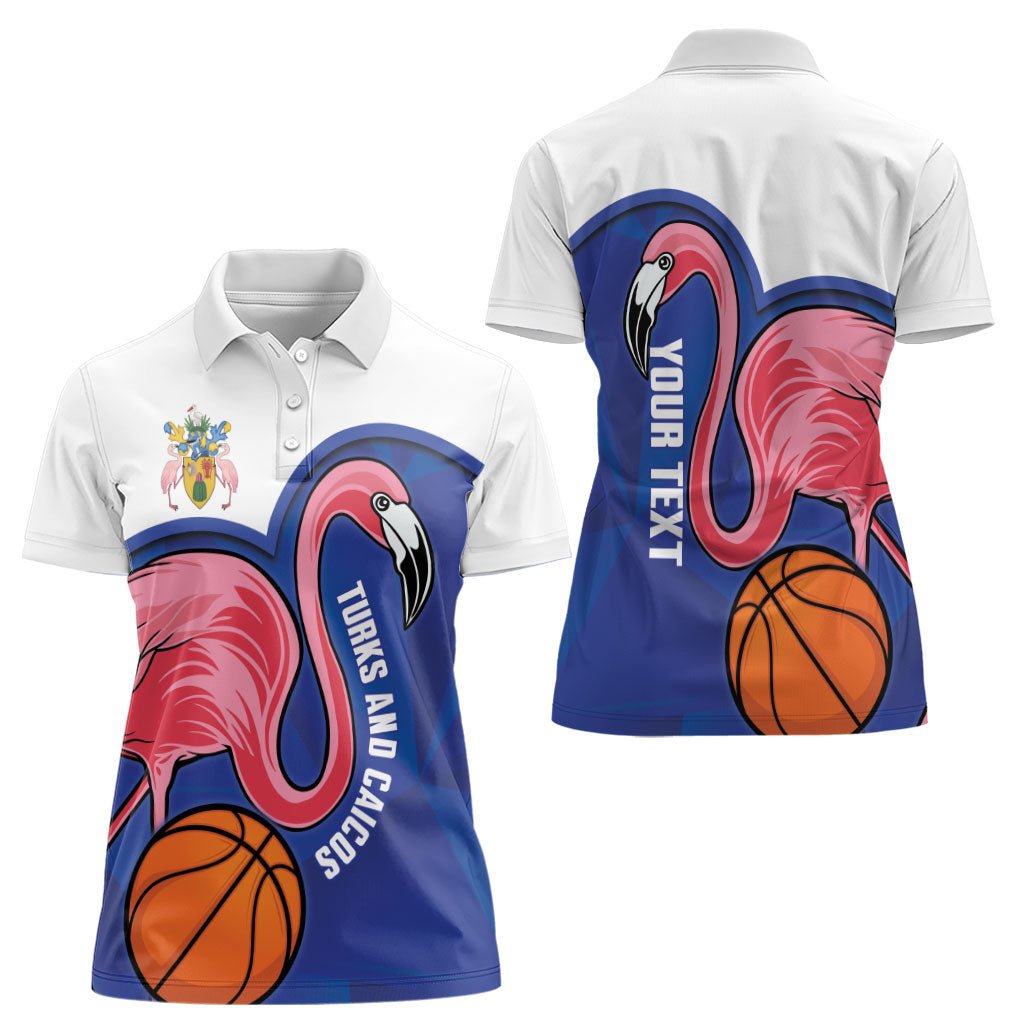 Turks and Caicos Islands Basketball Personalized Women Polo Shirt Flamingo Mascot Style