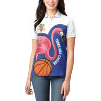 Turks and Caicos Islands Basketball Personalized Women Polo Shirt Flamingo Mascot Style