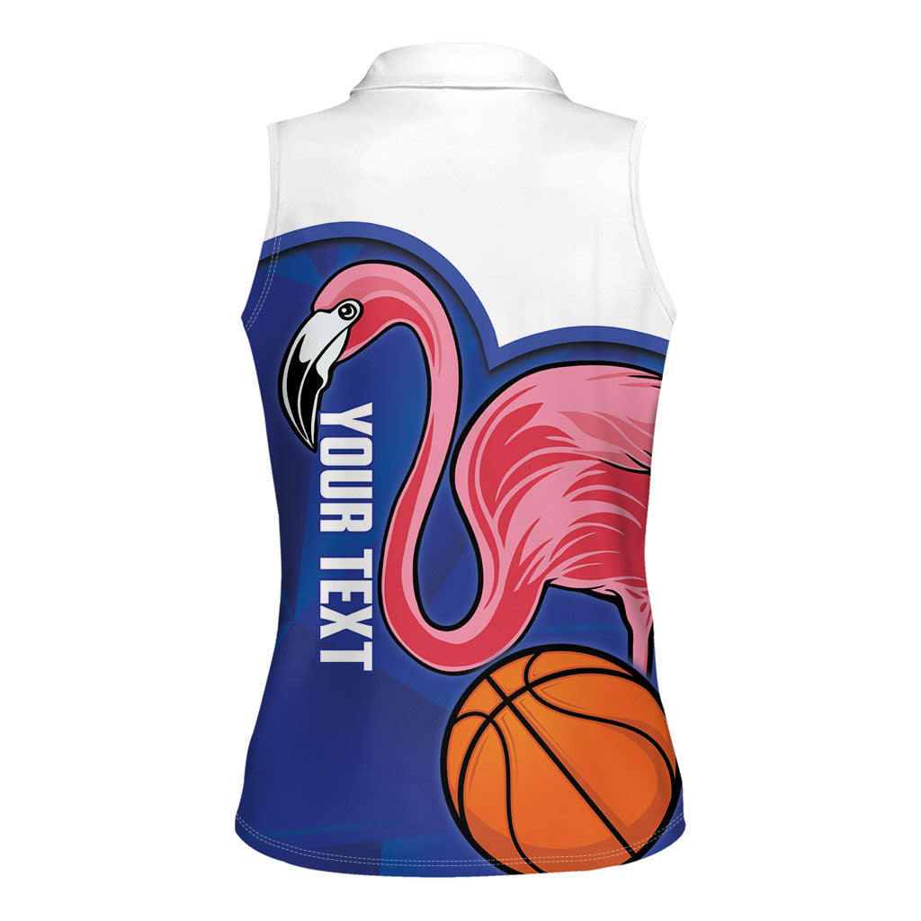 Turks and Caicos Islands Basketball Personalized Women Sleeveless Polo Shirt Flamingo Mascot Style