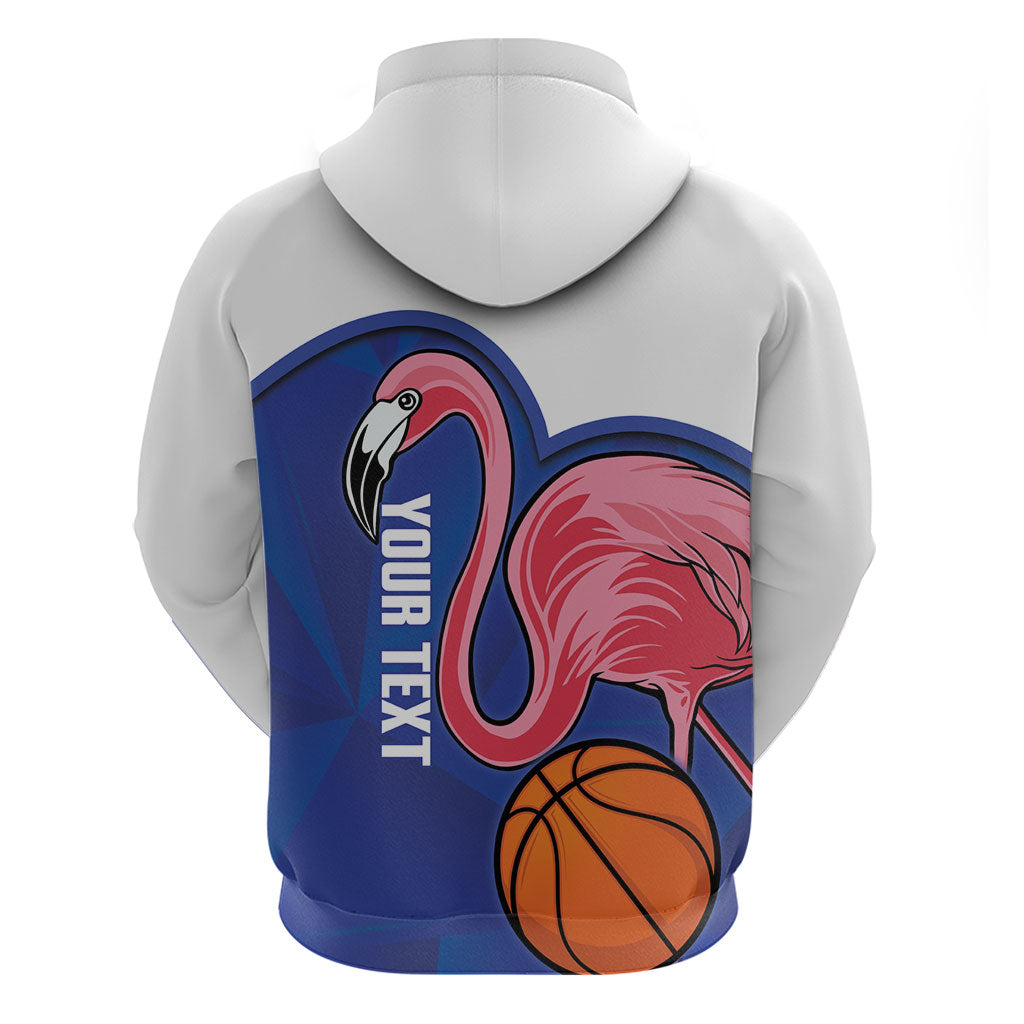 Turks and Caicos Islands Basketball Personalized Zip Hoodie Flamingo Mascot Style