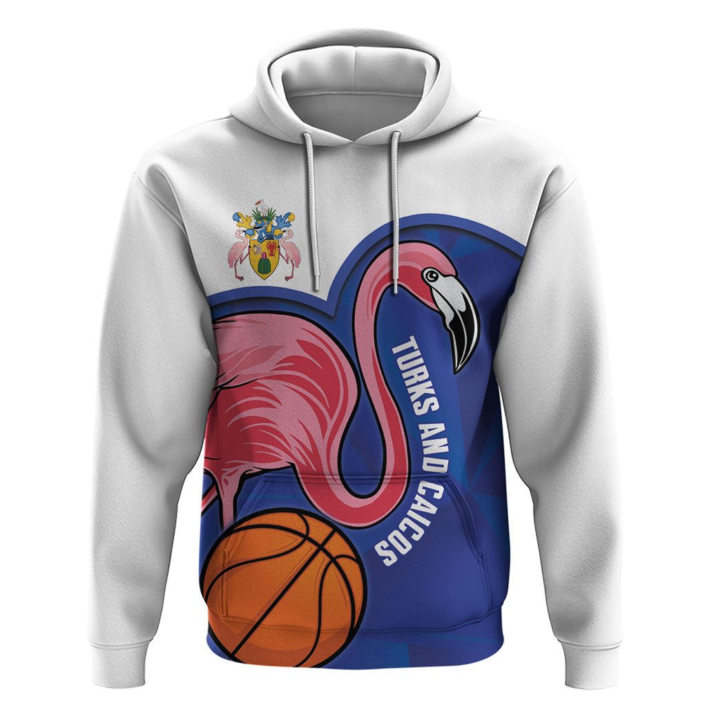 Turks and Caicos Islands Basketball Personalized Zip Hoodie Flamingo Mascot Style