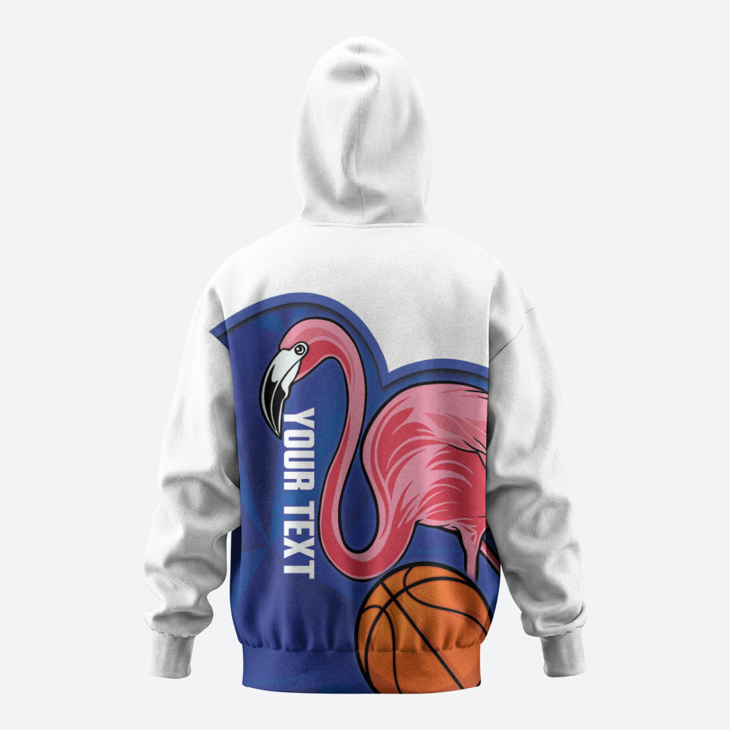 Turks and Caicos Islands Basketball Personalized Zip Hoodie Flamingo Mascot Style