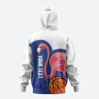 Turks and Caicos Islands Basketball Personalized Zip Hoodie Flamingo Mascot Style