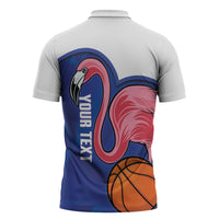 Turks and Caicos Islands Basketball Personalized Zipper Polo Shirt Flamingo Mascot Style