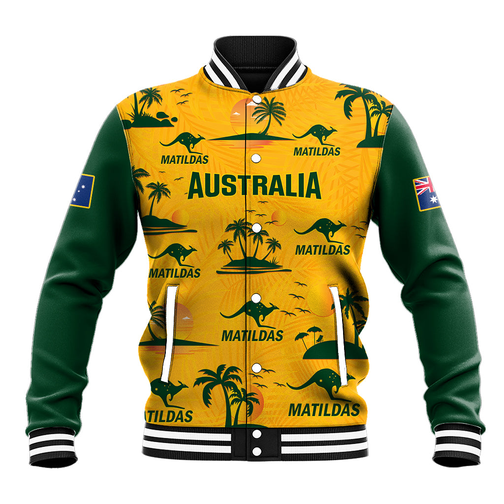Australia Soccer Baseball Jacket Matildas World Cup 2023 Tropical Style - Wonder Print Shop