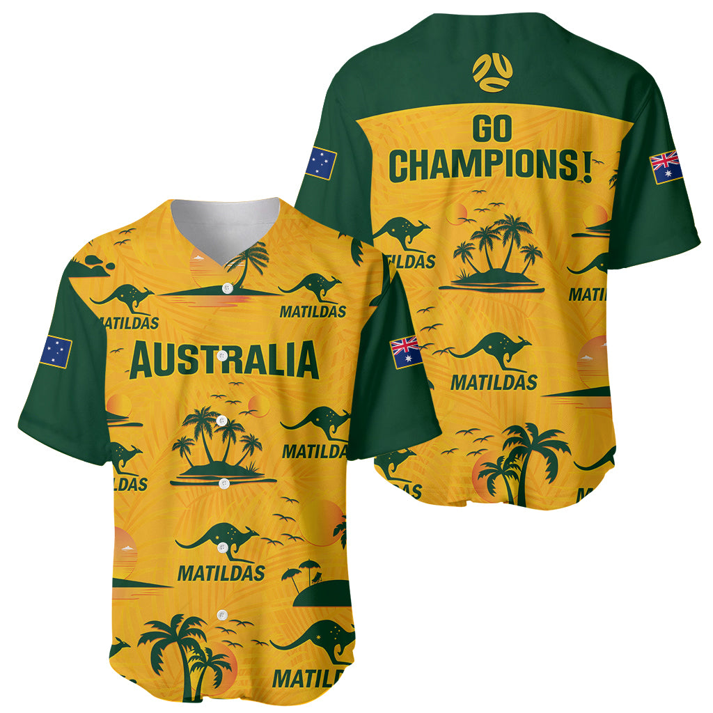 Australia Soccer Baseball Jersey Matildas World Cup 2023 Tropical Style - Wonder Print Shop