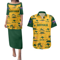 Australia Soccer Couples Matching Puletasi Dress and Hawaiian Shirt Matildas World Cup 2023 Tropical Style - Wonder Print Shop