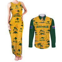 Australia Soccer Couples Matching Tank Maxi Dress and Long Sleeve Button Shirts Matildas World Cup 2023 Tropical Style - Wonder Print Shop
