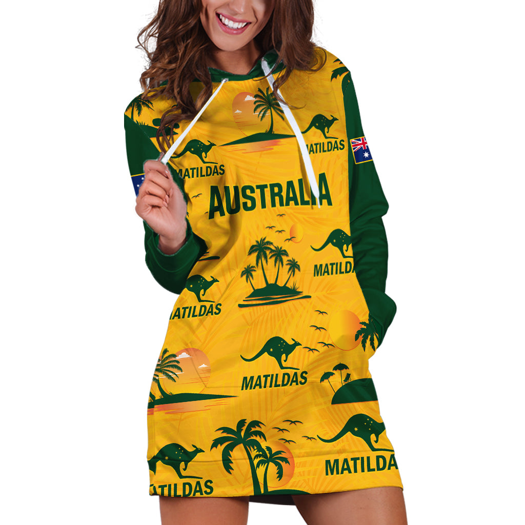 Australia Soccer Hoodie Dress Matildas World Cup 2023 Tropical Style - Wonder Print Shop