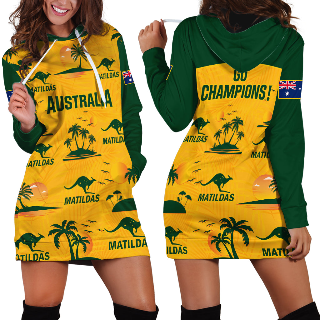 Australia Soccer Hoodie Dress Matildas World Cup 2023 Tropical Style - Wonder Print Shop