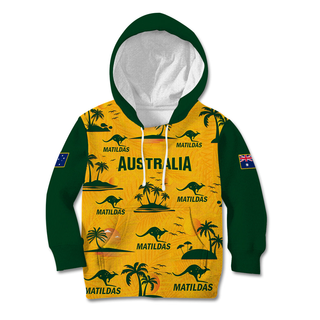 Australia Soccer Kid Hoodie Matildas World Cup 2023 Tropical Style - Wonder Print Shop