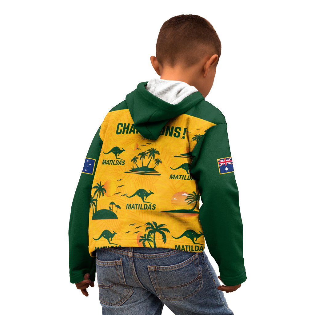 Australia Soccer Kid Hoodie Matildas World Cup 2023 Tropical Style - Wonder Print Shop