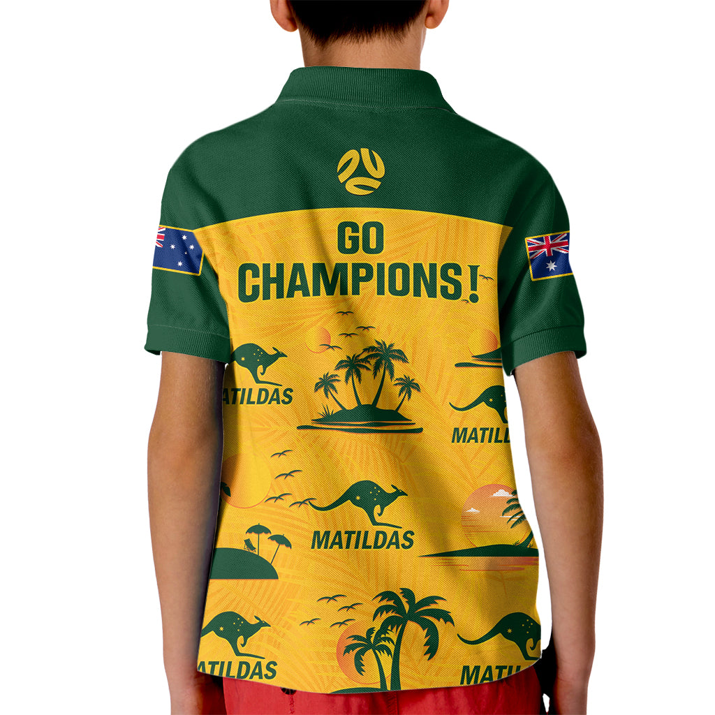 Australia Soccer Kid Polo Shirt Matildas World Cup 2023 Tropical Style - Wonder Print Shop