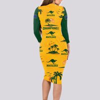 Australia Soccer Long Sleeve Bodycon Dress Matildas World Cup 2023 Tropical Style - Wonder Print Shop