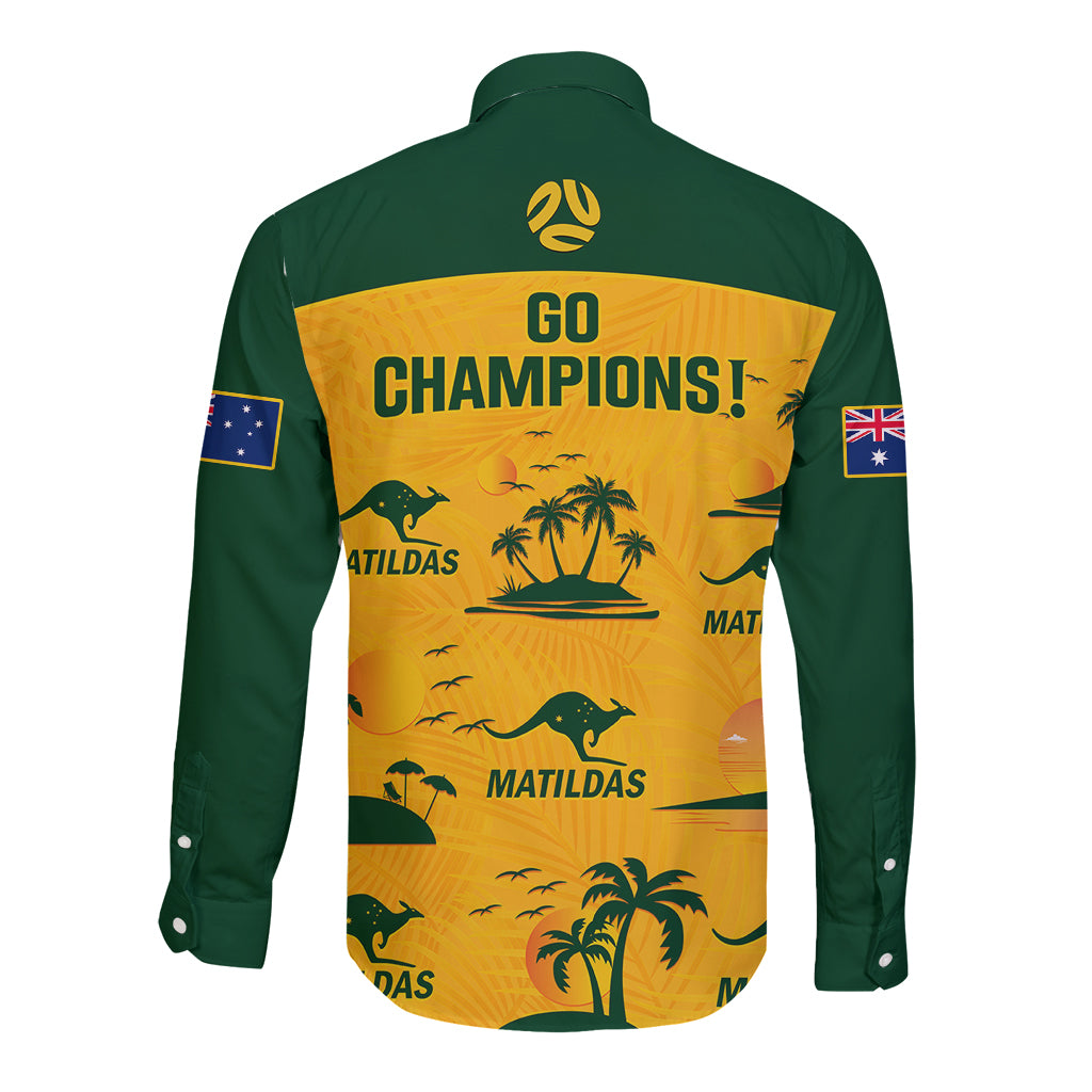 Australia Soccer Long Sleeve Button Shirt Matildas World Cup 2023 Tropical Style - Wonder Print Shop