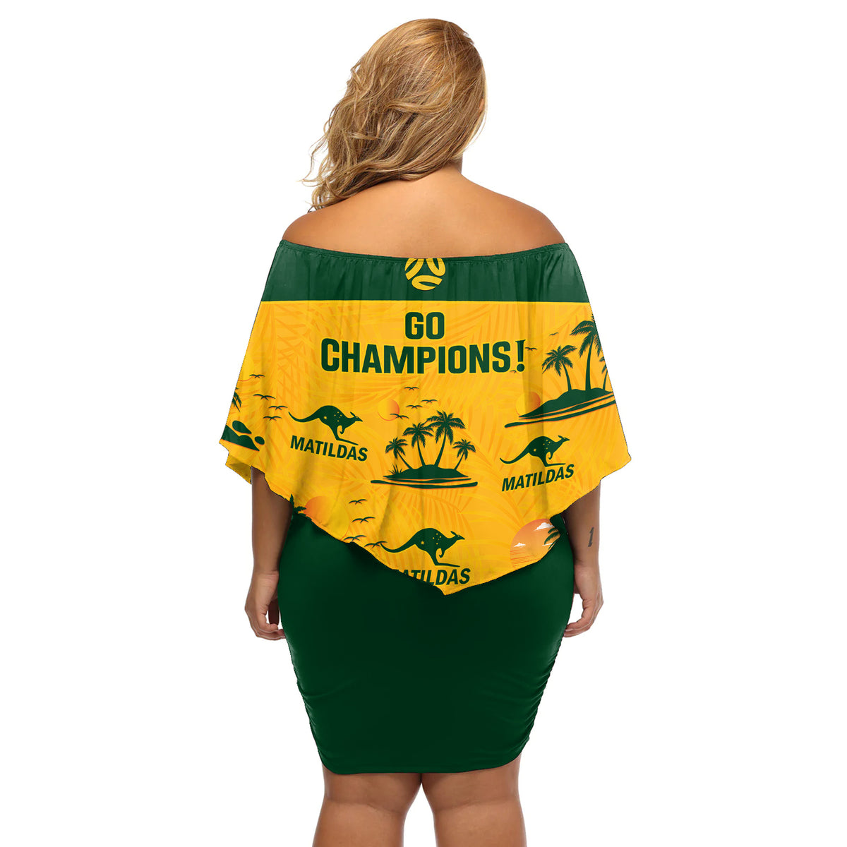 Australia Soccer Off Shoulder Short Dress Matildas World Cup 2023 Tropical Style - Wonder Print Shop
