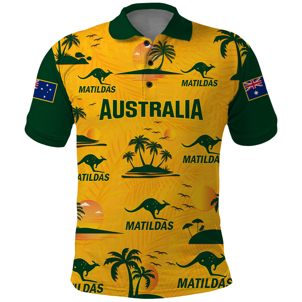 Australia Soccer Polo Shirt Matildas World Cup 2023 Tropical Style - Wonder Print Shop