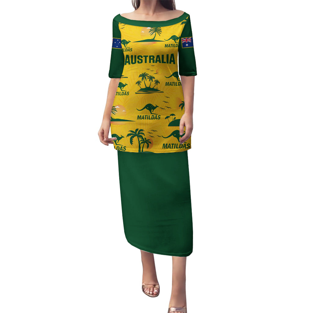 Australia Soccer Puletasi Matildas World Cup 2023 Tropical Style - Wonder Print Shop